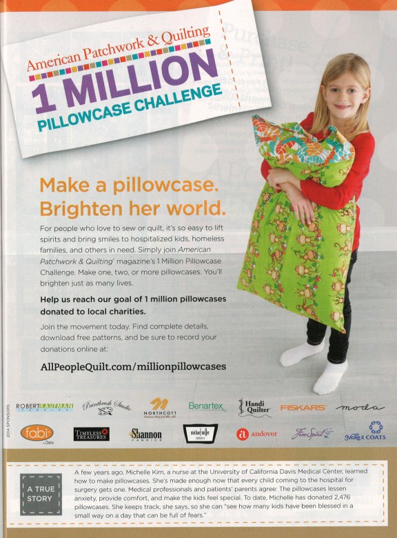 Print Editorial 2014 American Patchwork & Quilting 1 Million Pillowcase Challenge