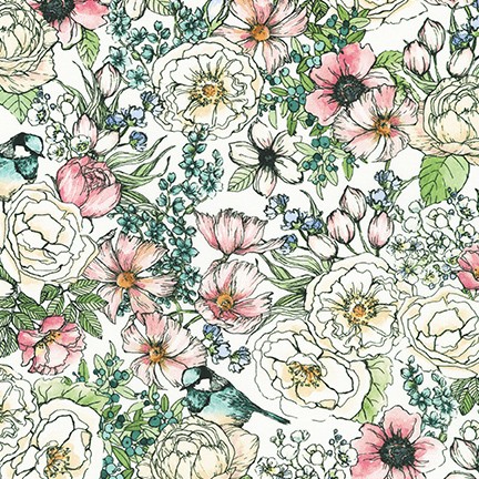 Wishwell: Nature's Notebook Lawns fabric