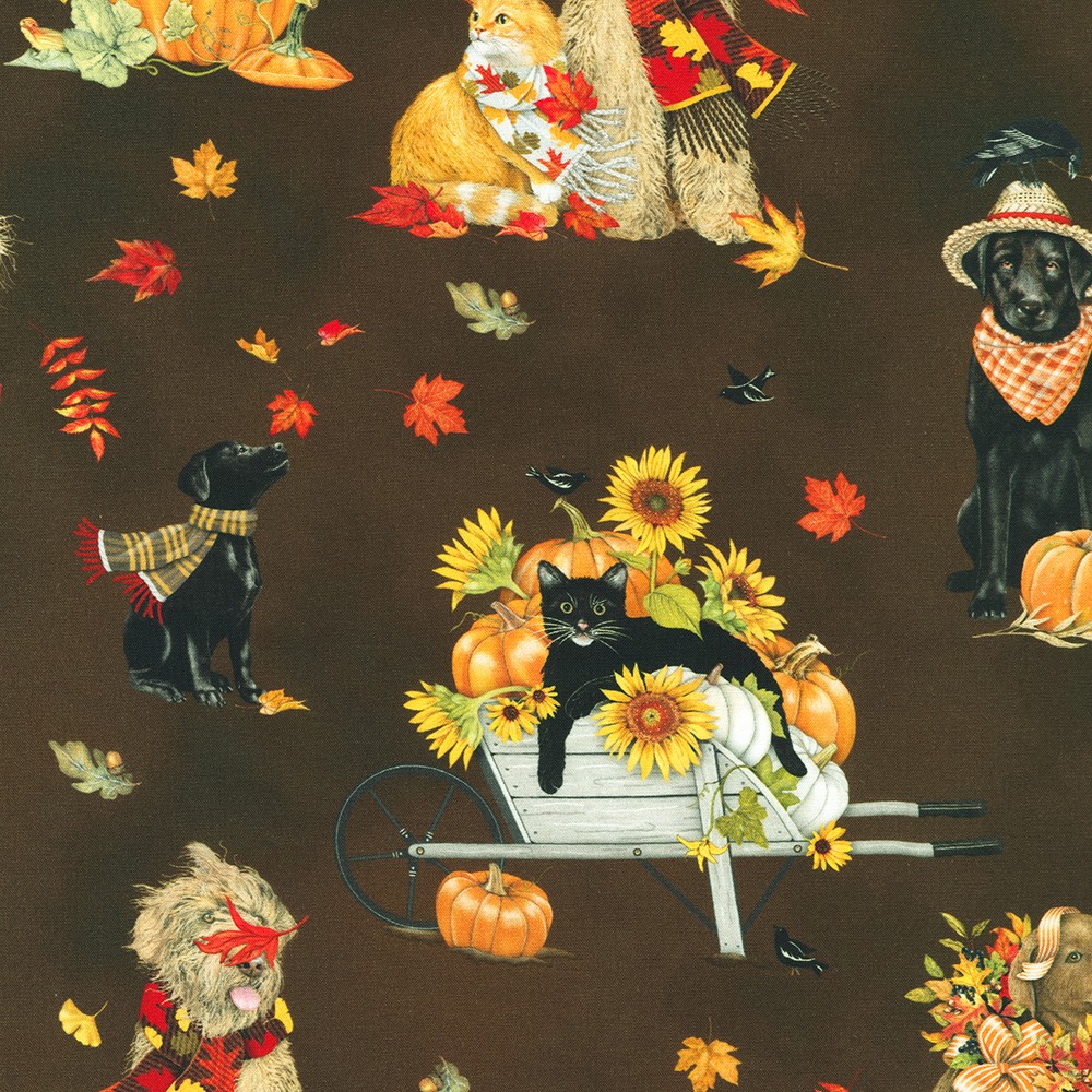 Autumn Cats & Dogs fabric