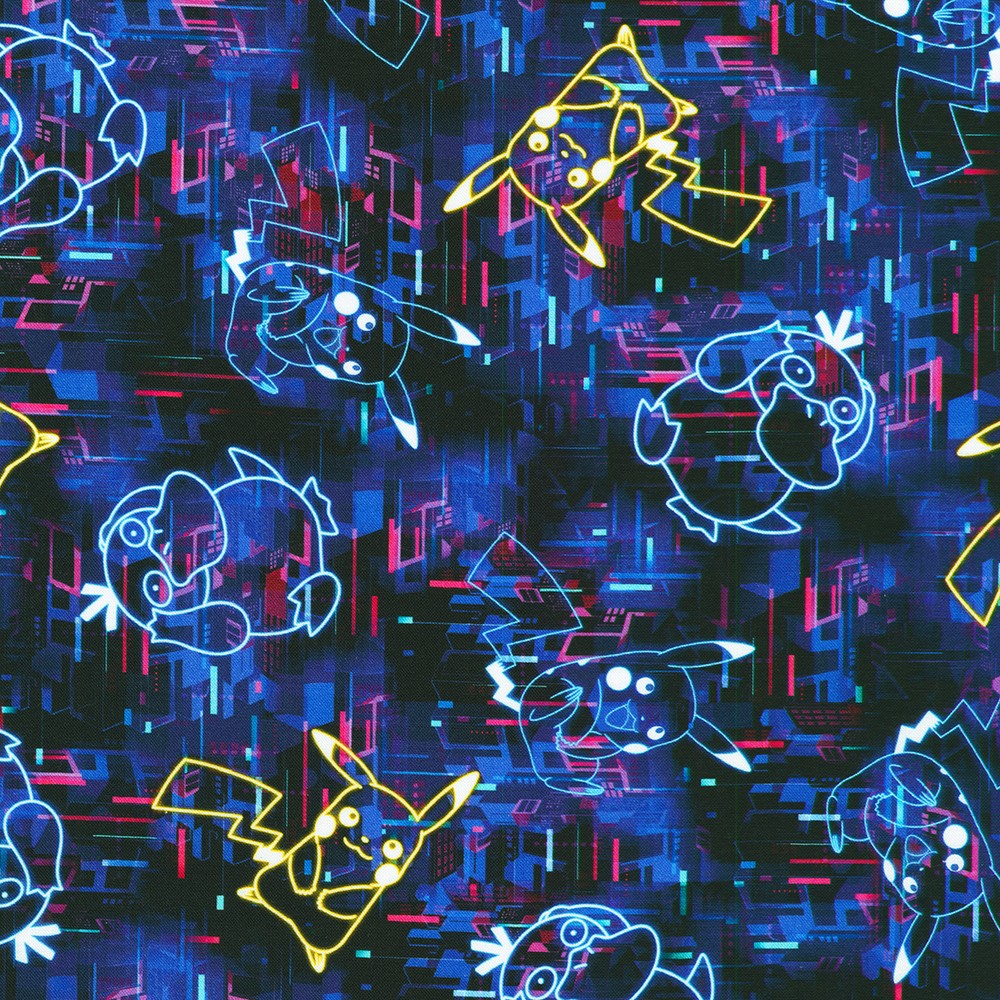 Pokemon Neon Lights fabric