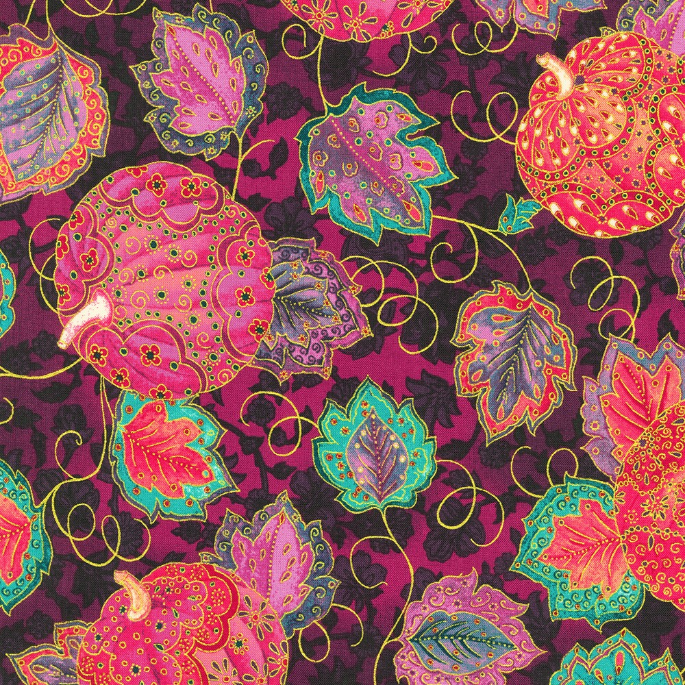 Jeweled Leaves fabric