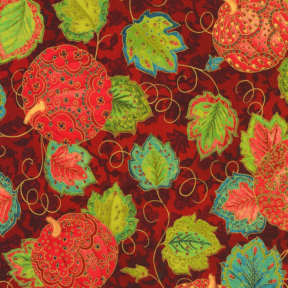 Jeweled Leaves fabric