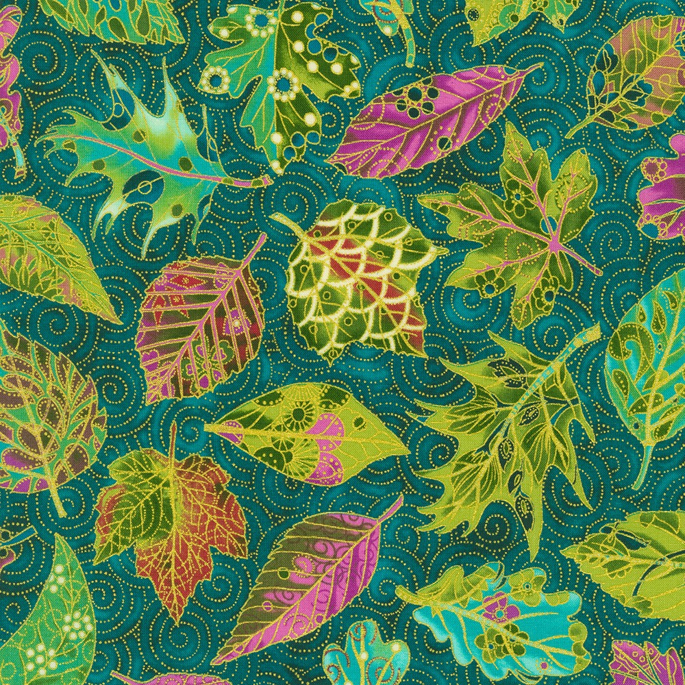 Jeweled Leaves fabric