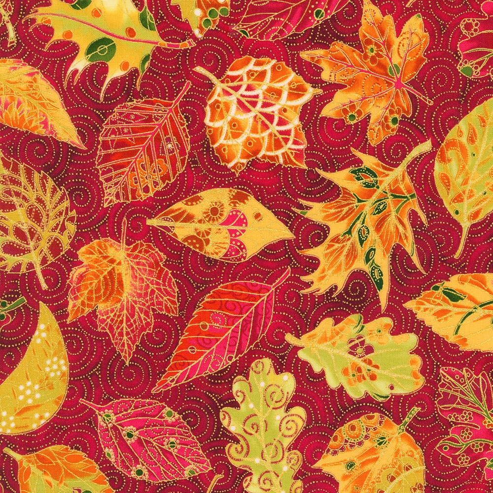 Jeweled Leaves fabric