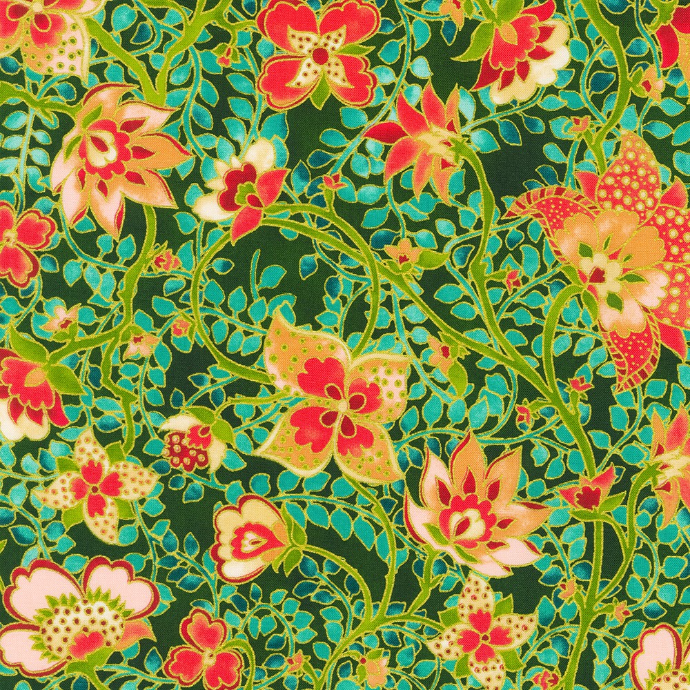 Jeweled Leaves fabric