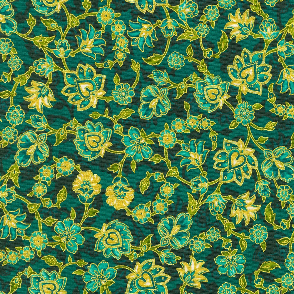Jeweled Leaves fabric