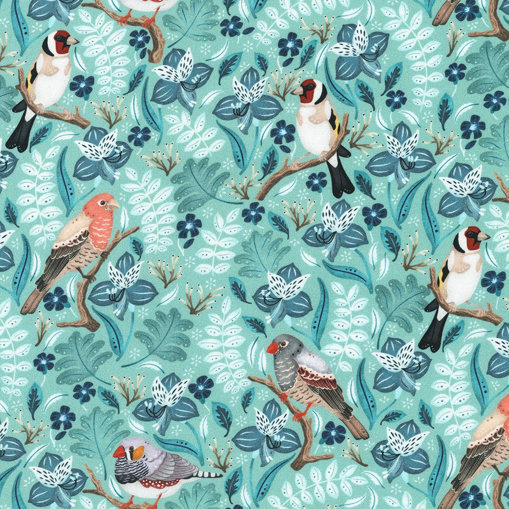 Feathers and Flora fabric