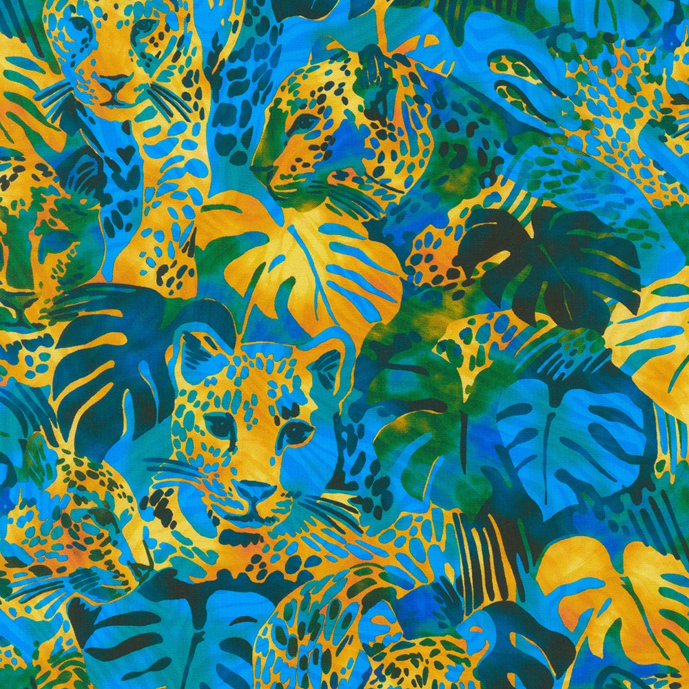Robert Kaufman Fabrics SRKD2196871 LAGOON from Midnight in the Jungle