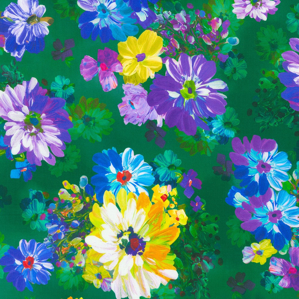 Painterly Petals - Meadow fabric