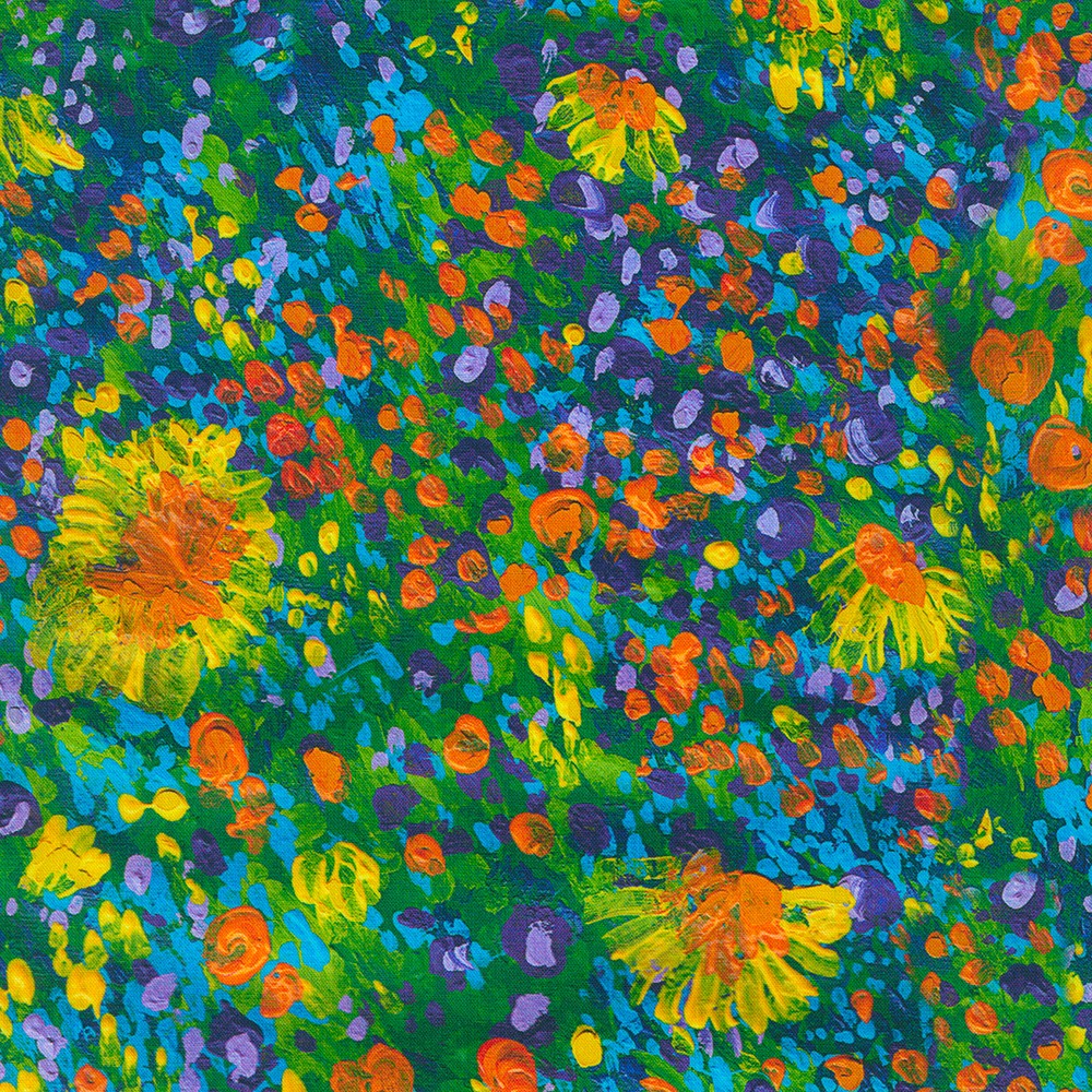 Painterly Petals - Meadow fabric