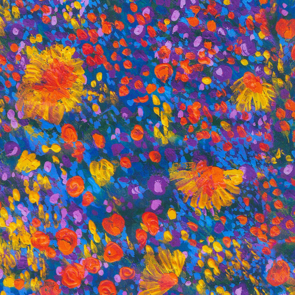 Painterly Petals - Meadow fabric