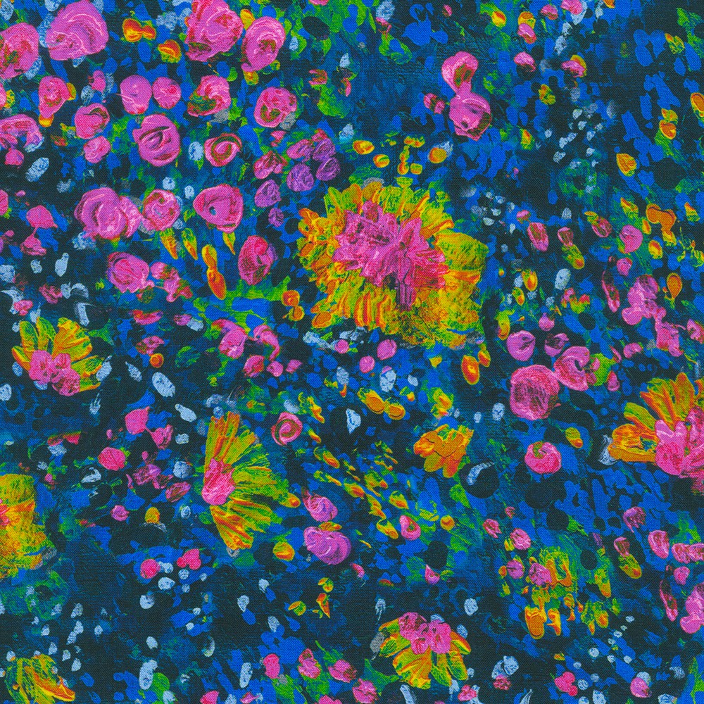 Painterly Petals - Meadow fabric