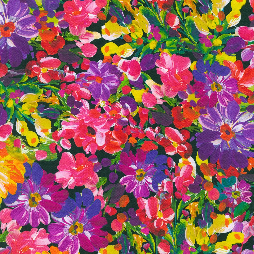 Painterly Petals - Meadow fabric