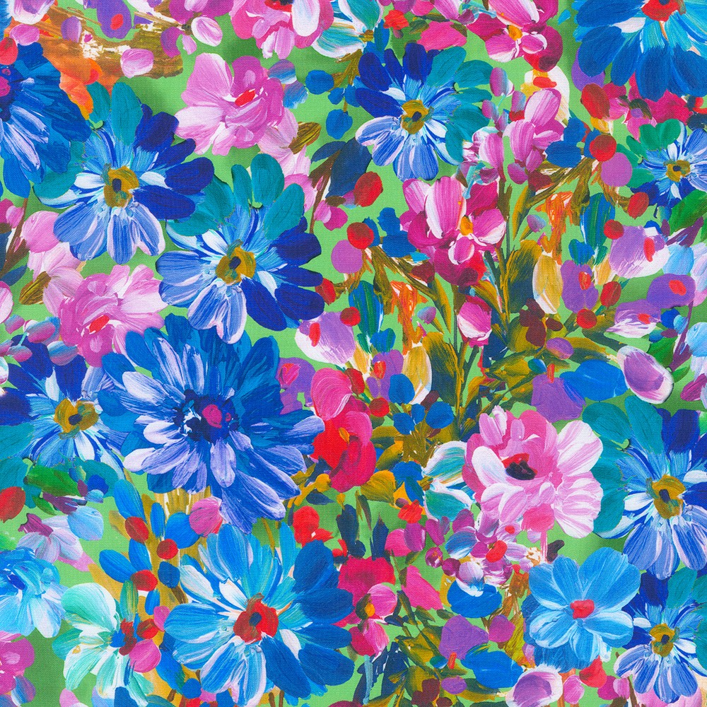 Painterly Petals - Meadow fabric