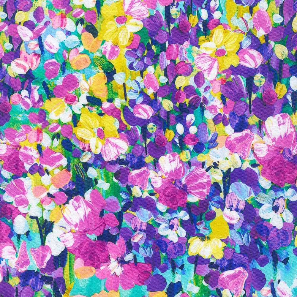 Painterly Petals - Meadow fabric