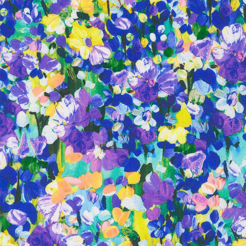 Painterly Petals - Meadow fabric