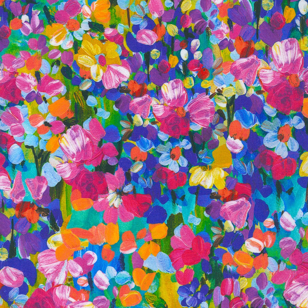 Painterly Petals - Meadow fabric