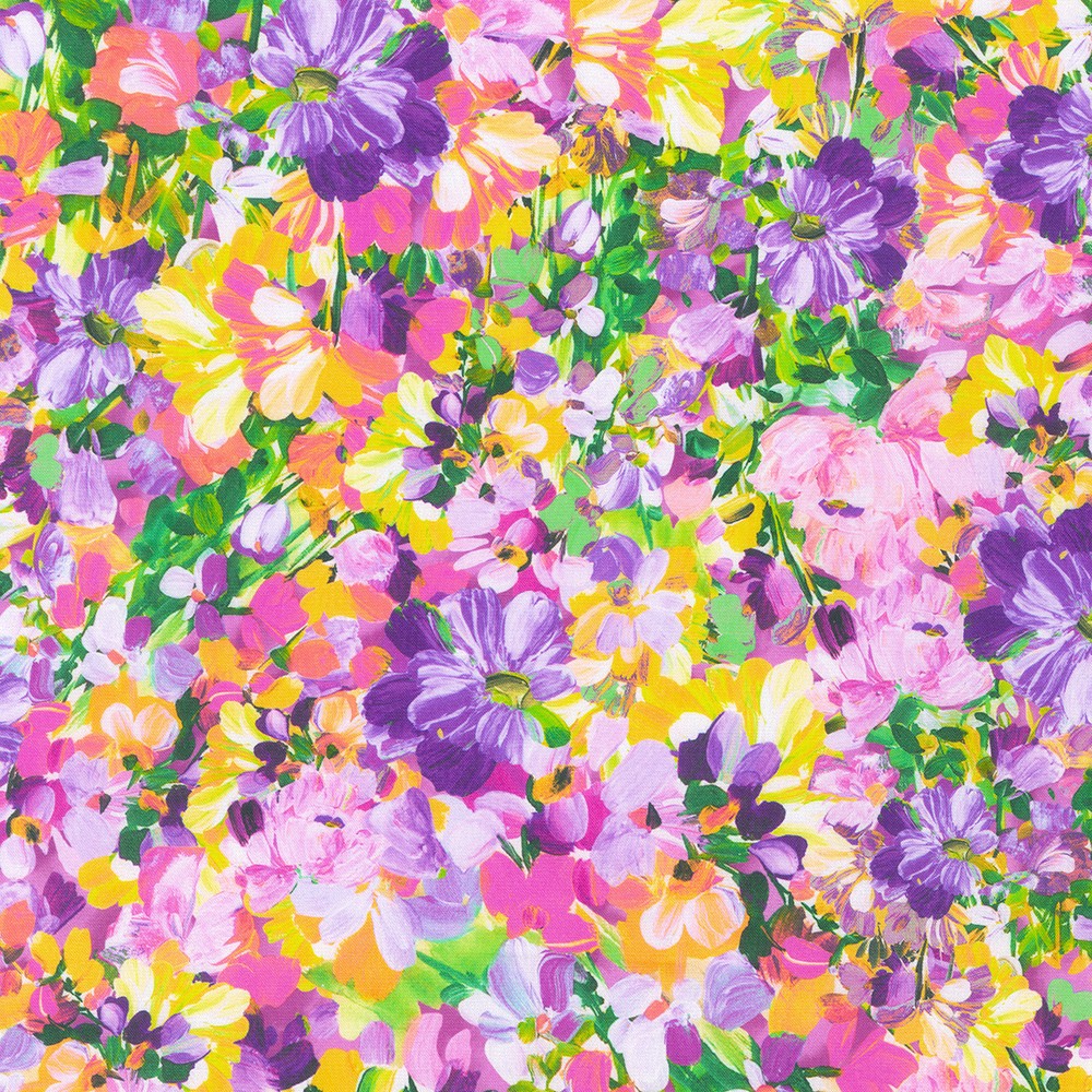 Painterly Petals - Meadow fabric