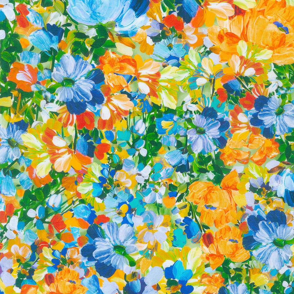 Painterly Petals - Meadow fabric