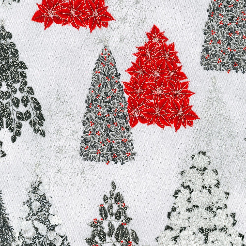Holiday Flourish-Snow Flower fabric