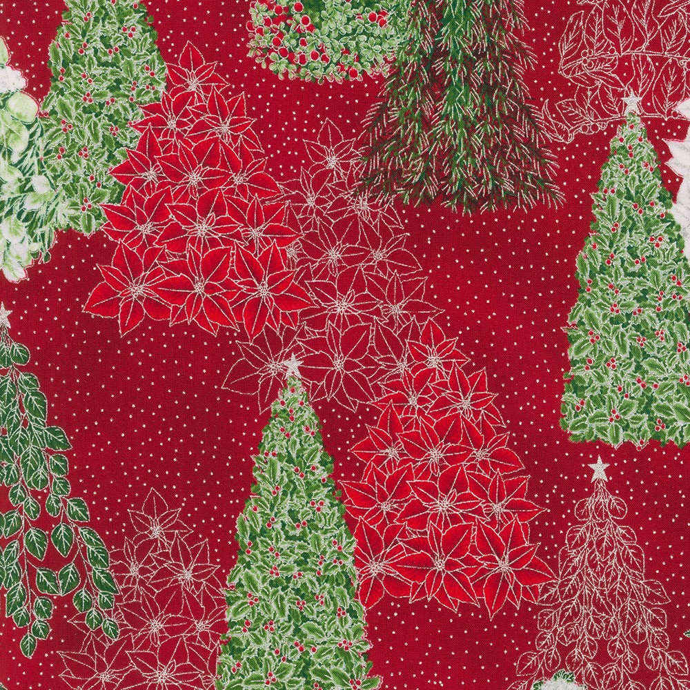 Holiday Flourish-Snow Flower fabric