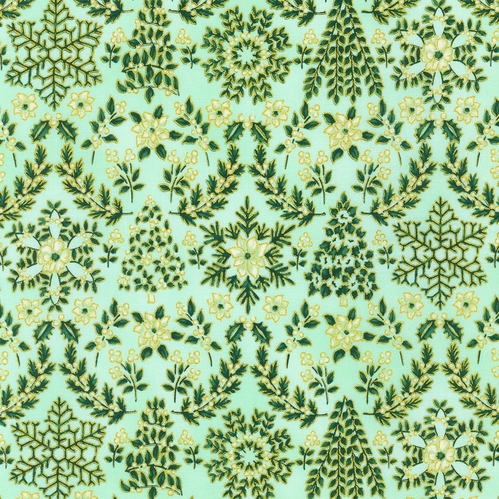 Holiday Flourish-Snow Flower fabric