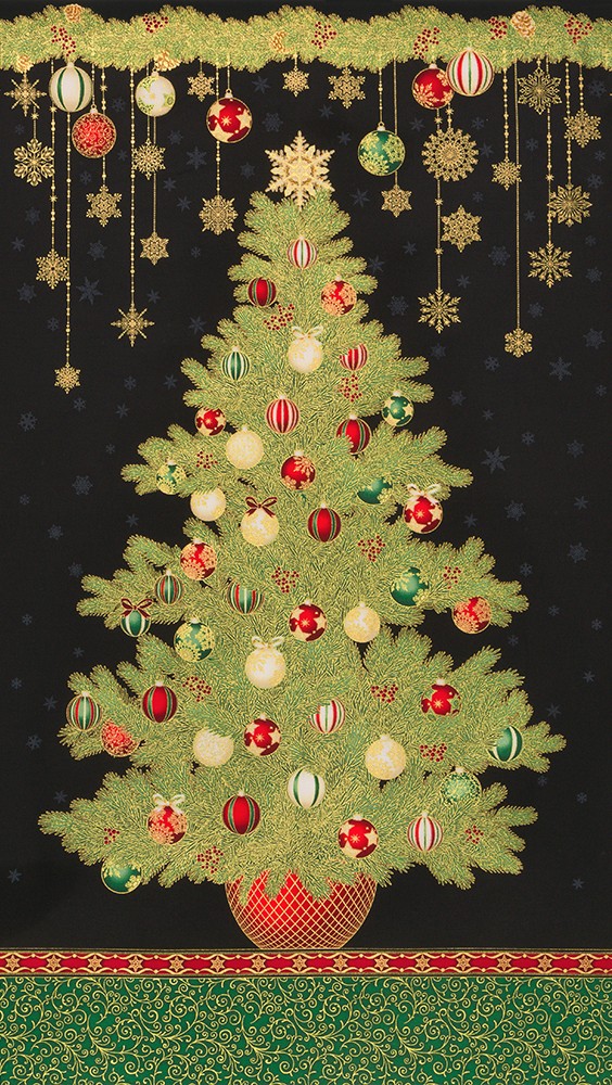 Timeless Treasures Joyful Season Christmas Tree 100% cotton fabric by the panel 