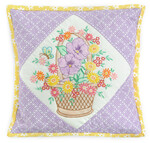 Fabric Baskets of Blooms Pillow
