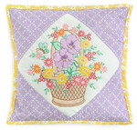Fabric Baskets of Blooms Pillow