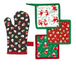 Fabric Pot Holder and Oven Mitt Set