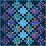 Robert Kaufman Quilt Cotton Fabric Native Arts 16x63 Remnant Blue Gold  Sunburst