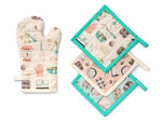 Fabric Pot Holder and Oven Mitt Set