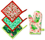 Fabric Pot Holder and Oven Mitt Set
