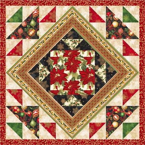 Holiday Flourish 15 - Poinsettias Scarlet from Robert Kaufman Fabrics -  JAQS Fabrics