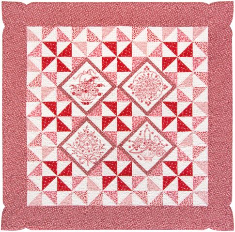 Pinwheel Posies Redwork Colorstory