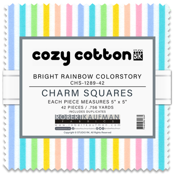 Cozy Cotton by Studio RK - Bright Rainbow Colorstory Charm Square Cozy Cotton by Studio RK - Bright Rainbow Colorstory Charm Square