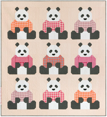 Pandas In Sweaters Quilt Kit by Elizabeth Hartman - feat. Kitchen Window Wovens Pandas In Sweaters Quilt Kit by Elizabeth Hartman - feat. Kitchen Window Wovens