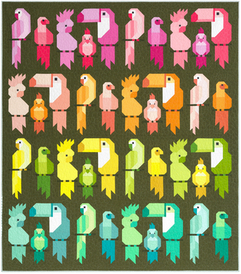 Pretty Birds Quilt Kit by Elizabeth Hartman feat. Kona Cotton Pretty Birds Quilt Kit by Elizabeth Hartman feat. Kona Cotton