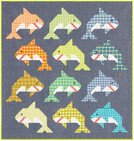 Pattern Social Sharks Quilt Kit by Elizabeth Hartman feat. Kitchen Window Wovens 