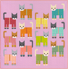 Pattern Cats in Pajamas Quilt Kit by Elizabeth Hartman - feat. Kitchen Window Wovens 