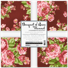 Pattern Bouquet of Roses Flannel by Flowerhouse - Complete Collection Ten Square